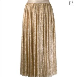 Alice + Olivia metallic gold pleated skirt